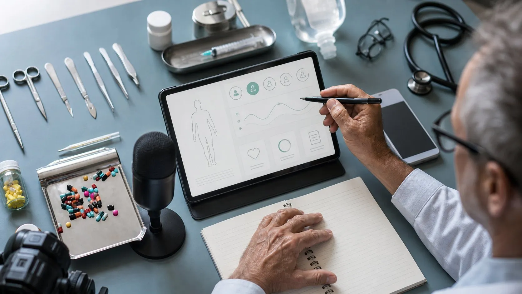 A photorealistic AI healthcare assistant work moment showing where K Health fits before a city decision