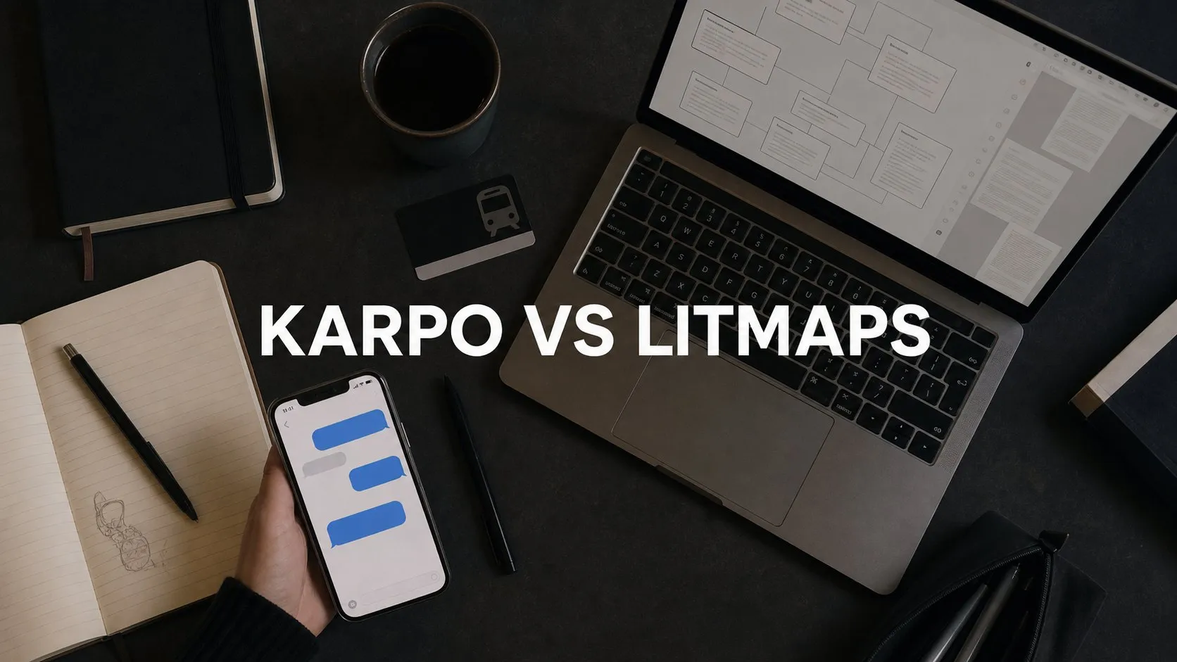 Photorealistic Karpo versus Litmaps comparison using a workspace overhead composition