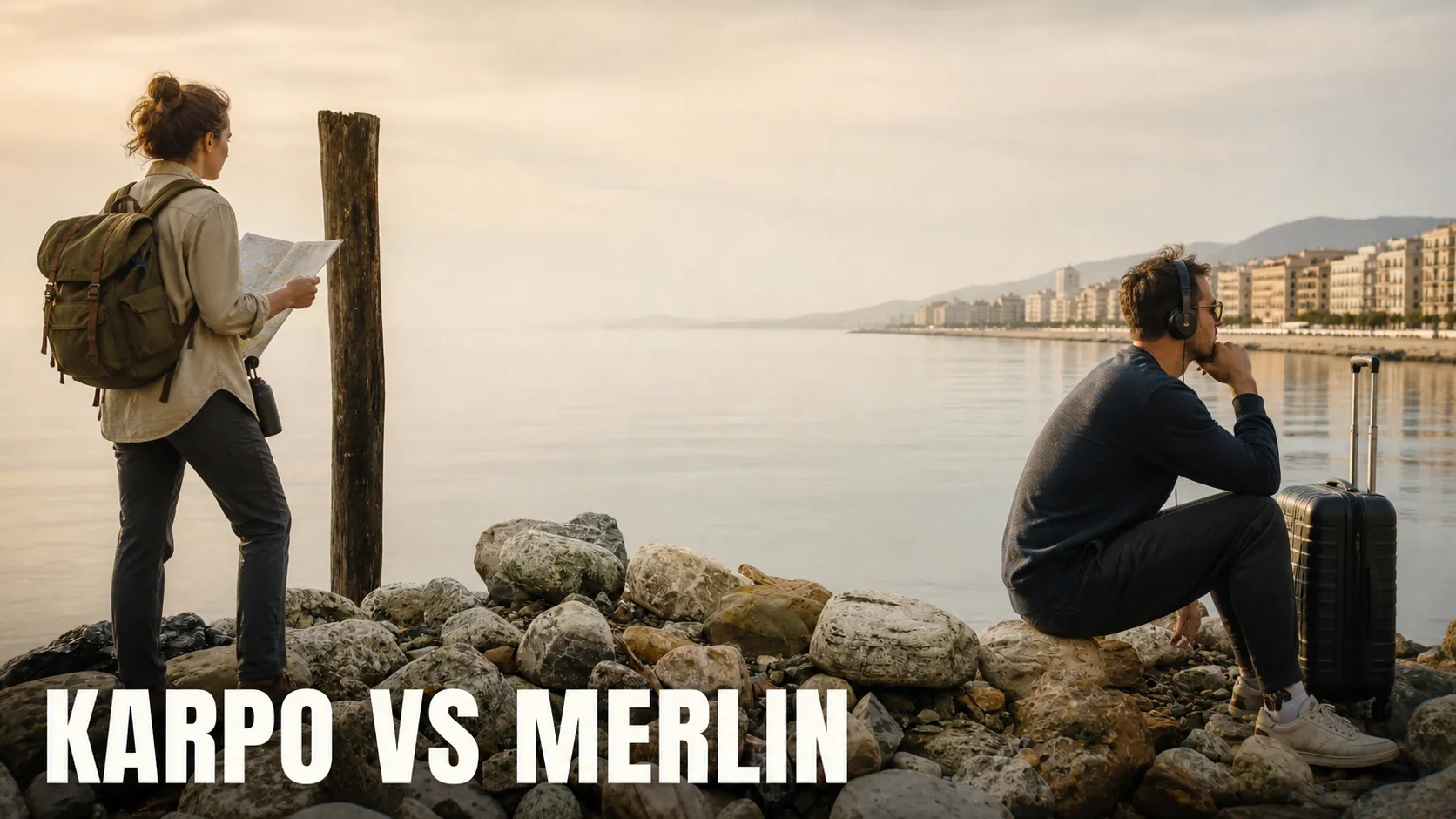 Karpo versus Merlin in a photorealistic editorial comparison.