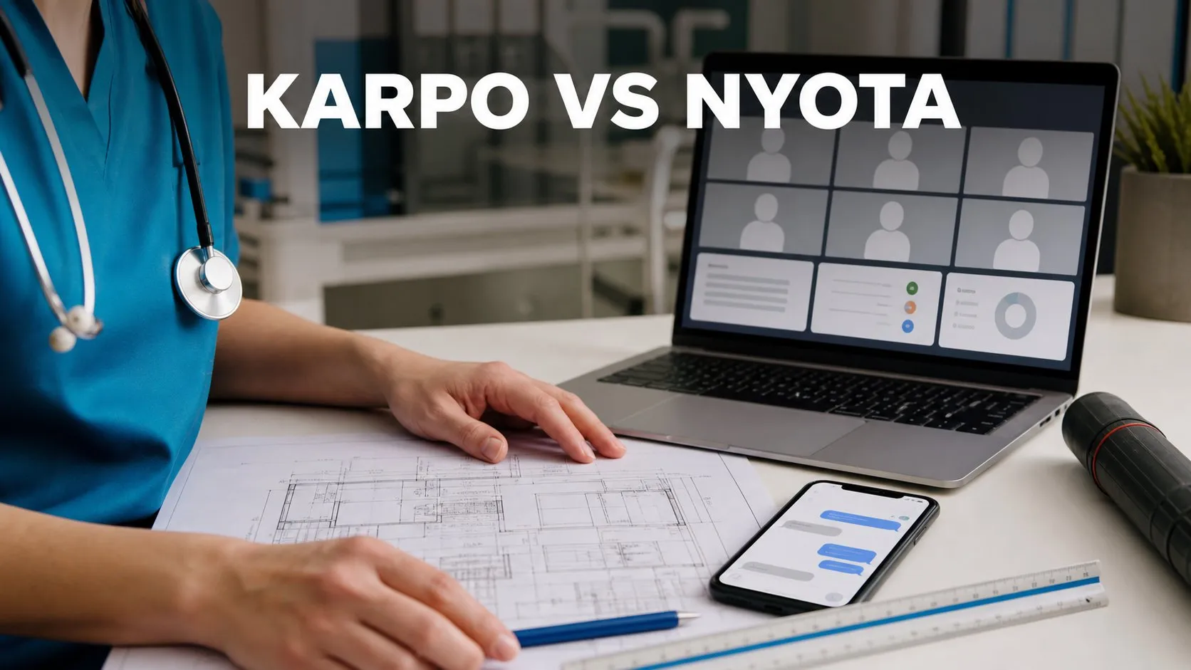 Photorealistic Karpo versus Nyota comparison using a studio equipment composition