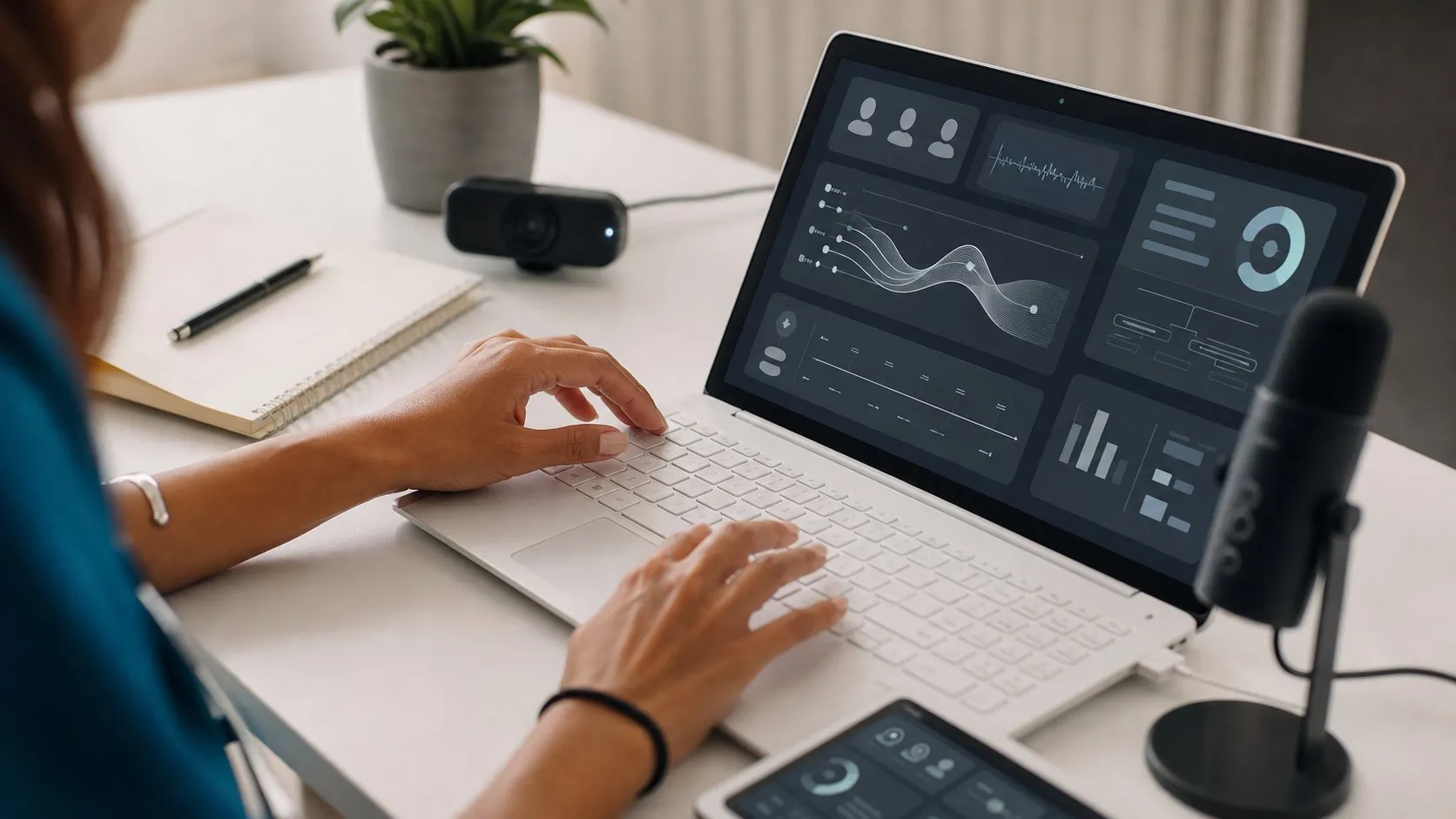 A photorealistic AI meeting assistant work moment showing where Nyota fits before a city decision