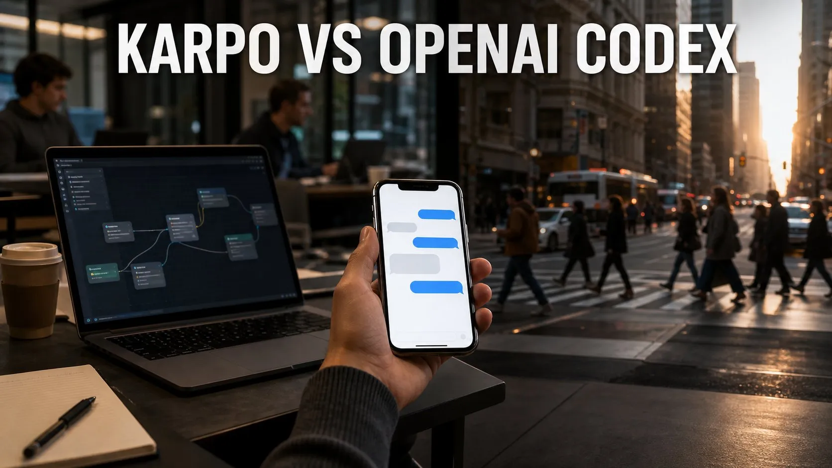 Photorealistic Karpo versus OpenAI Codex comparison using a split environment composition