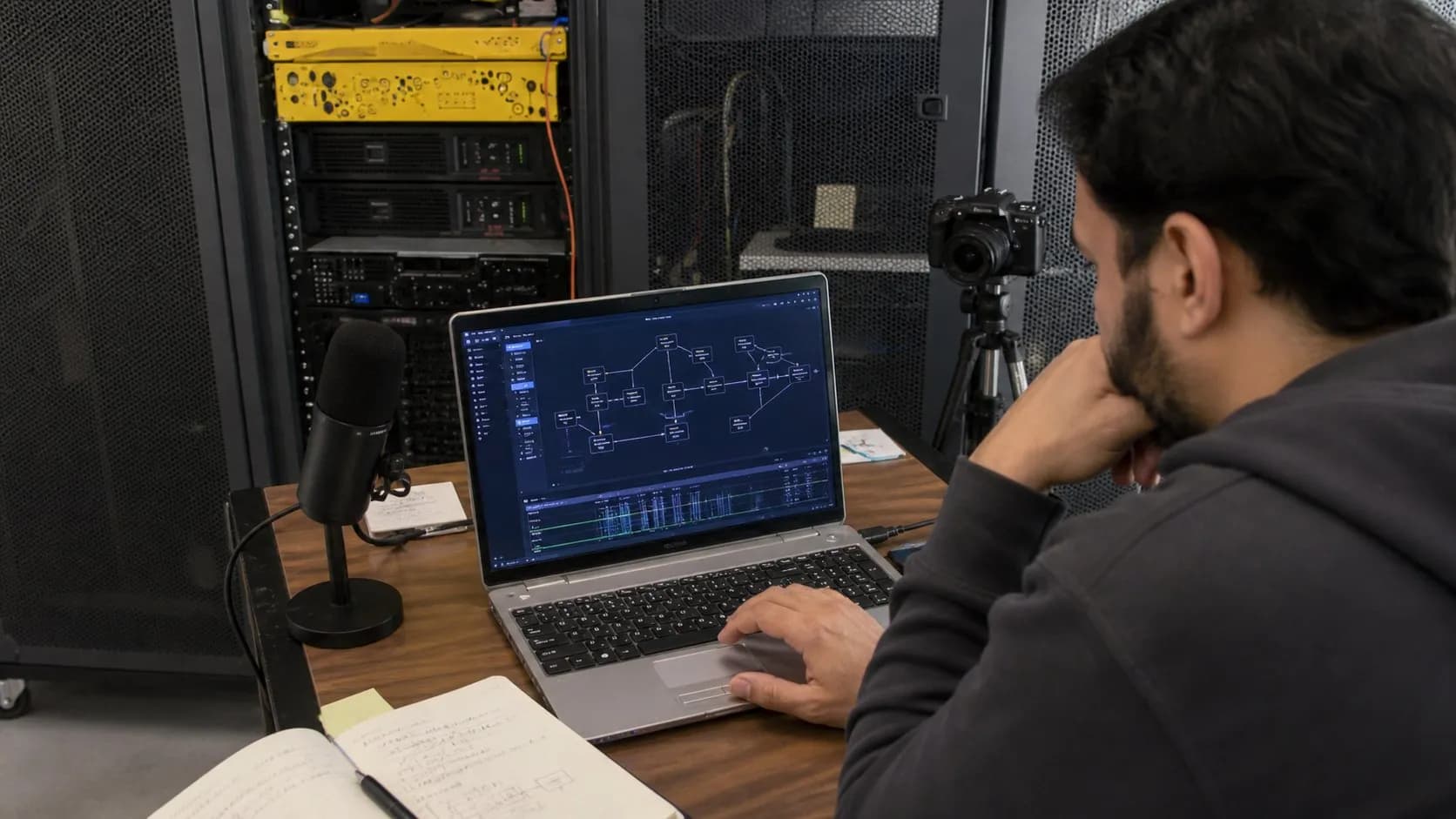 A photorealistic AI coding agent work moment showing where OpenAI Codex fits before a city decision