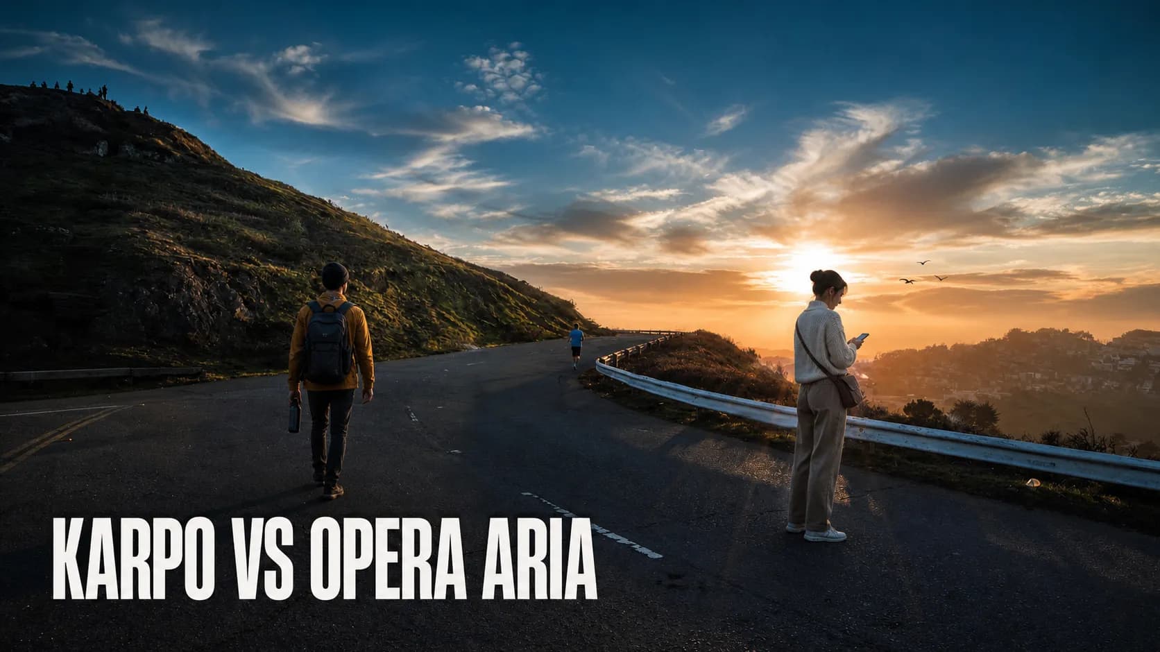 Karpo versus Opera Aria in a photorealistic editorial comparison.