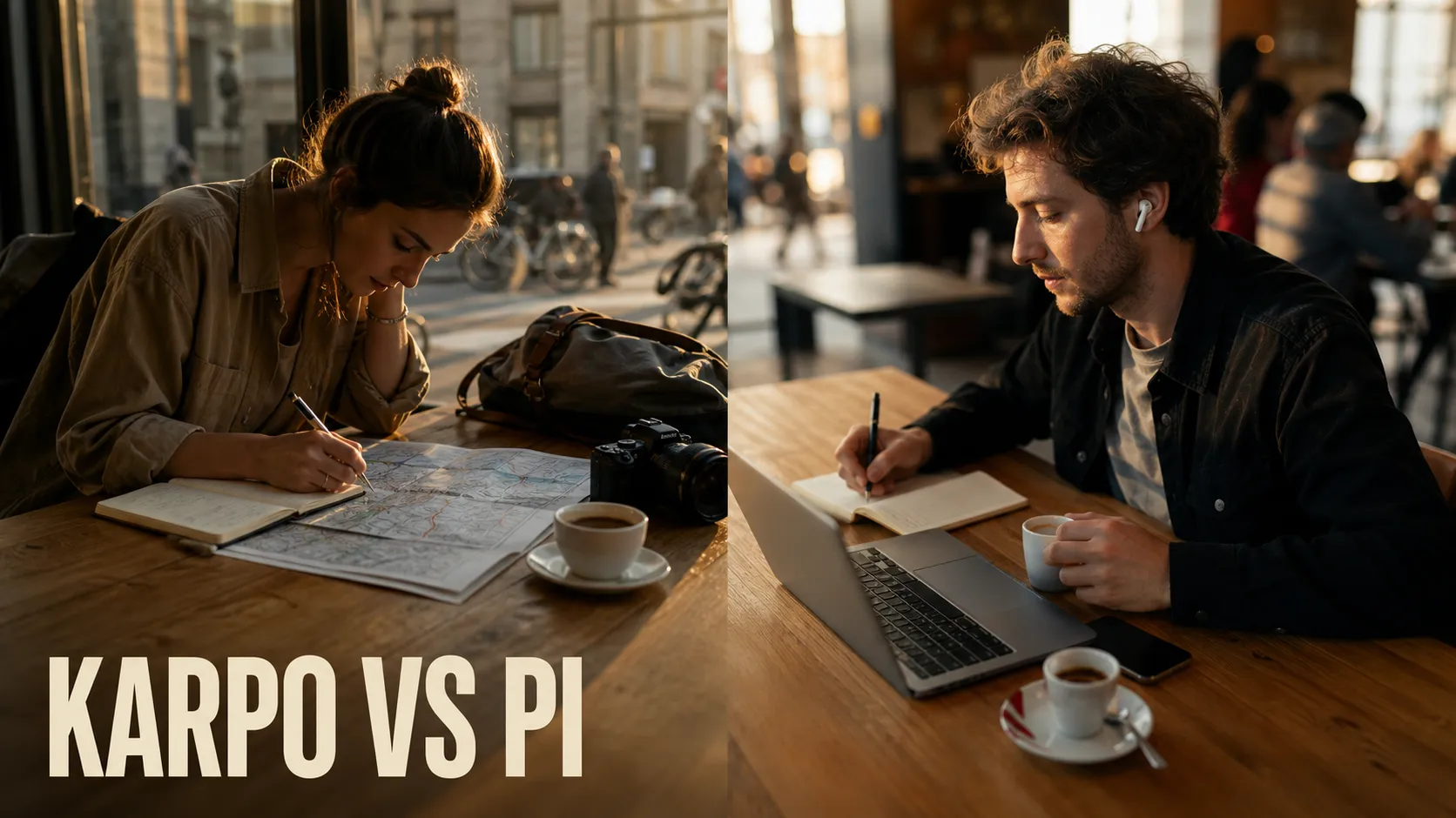 Karpo versus Pi in a photorealistic editorial comparison.