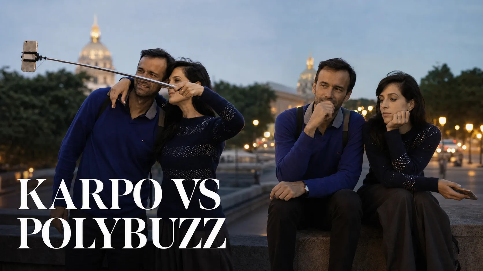 Karpo versus PolyBuzz in a photorealistic editorial comparison.