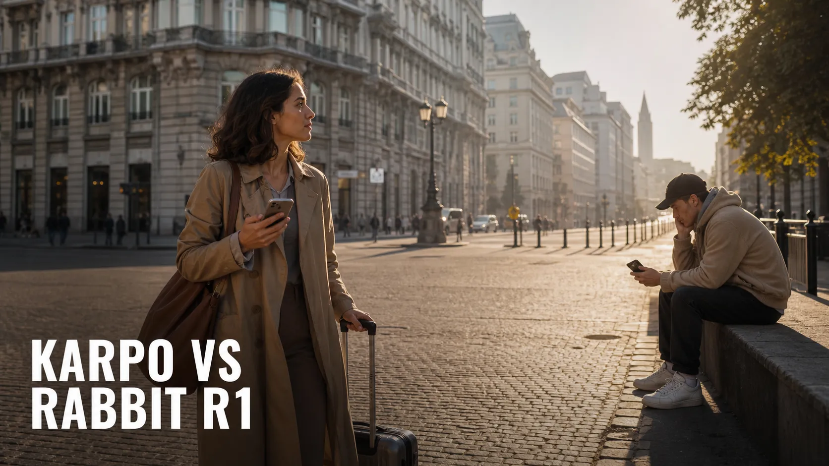Karpo versus Rabbit r1 in a photorealistic editorial comparison.