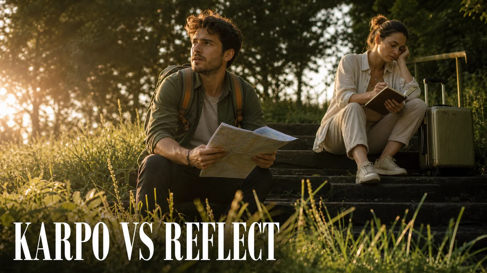 Karpo versus Reflect in a photorealistic editorial comparison.