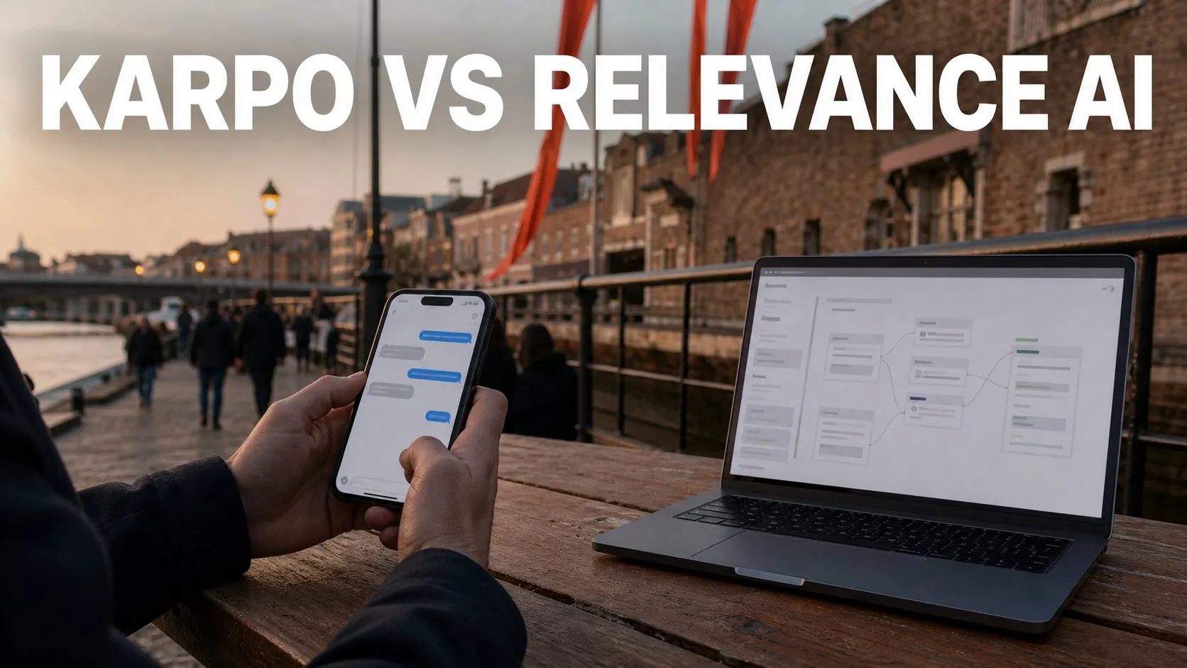 Photorealistic Karpo versus Relevance AI comparison using a landscape route composition