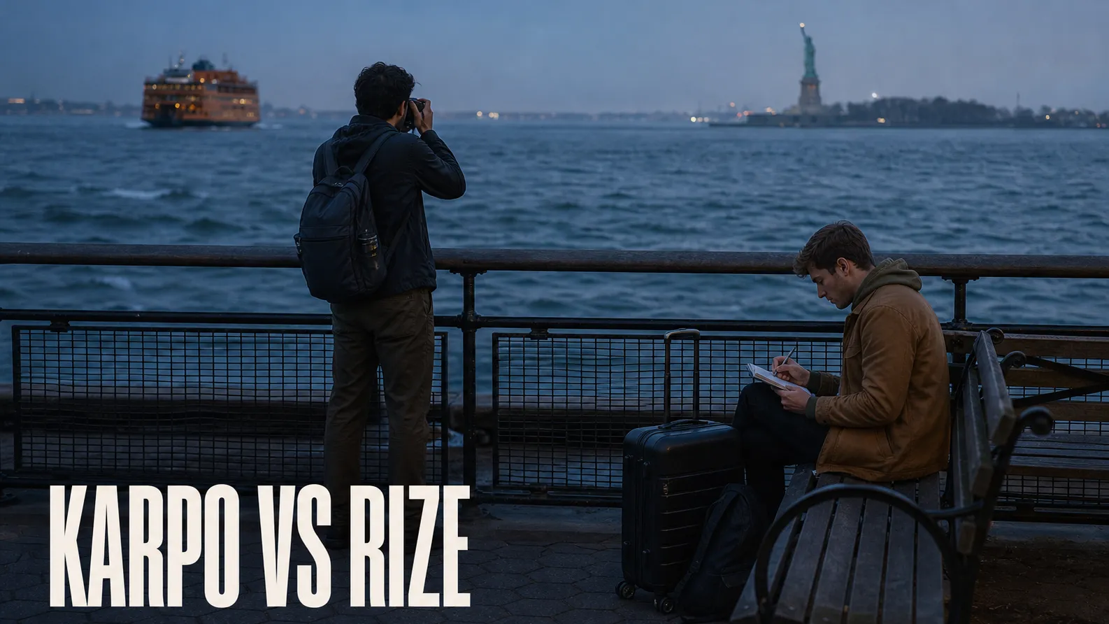 Karpo versus Rize in a photorealistic editorial comparison.