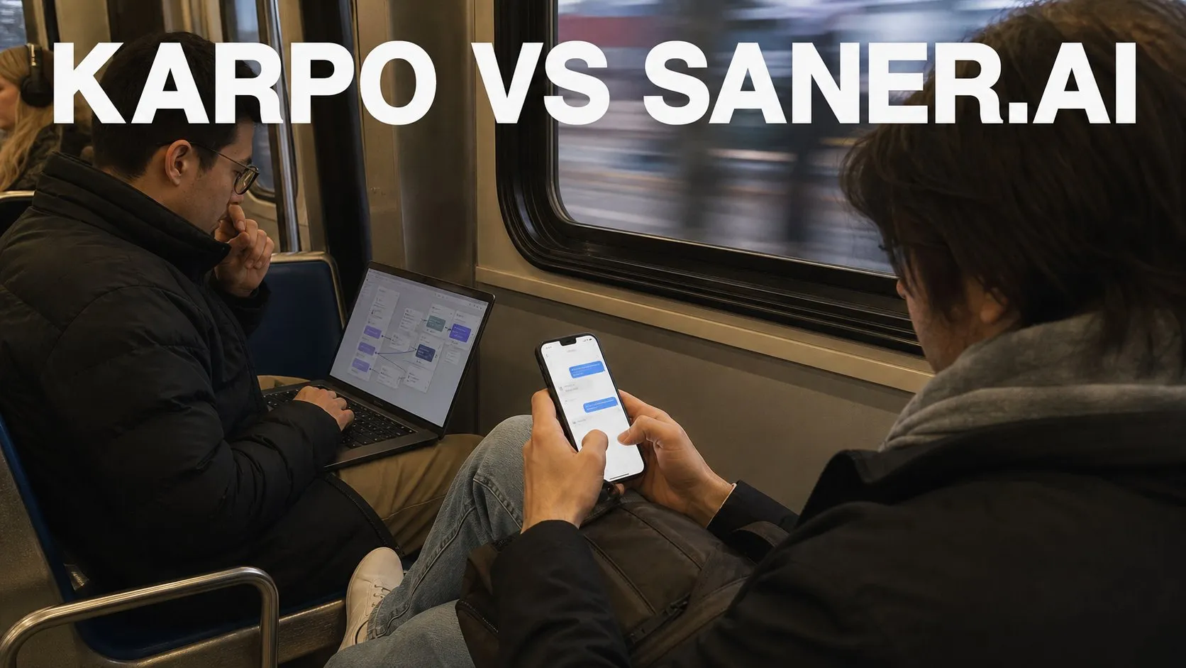 Photorealistic Karpo versus Saner.AI comparison using a street transit composition