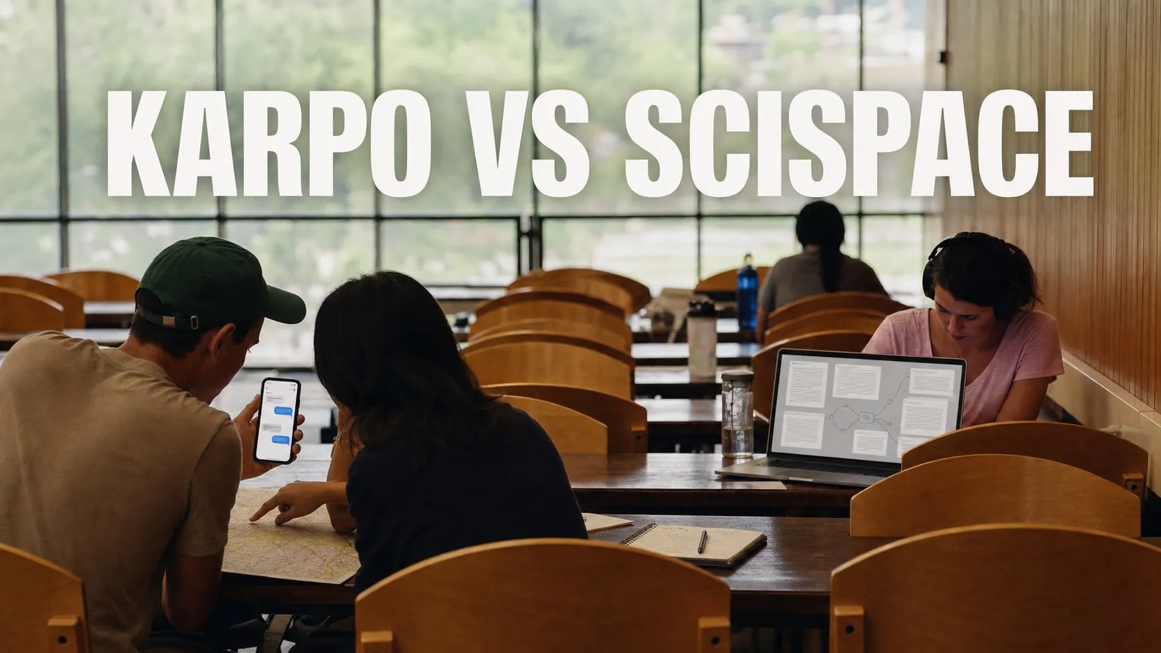 Photorealistic Karpo versus SciSpace comparison using a public space wide composition