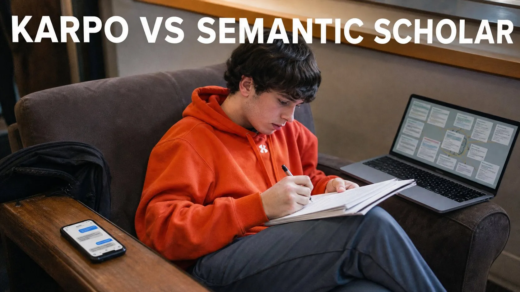 Photorealistic Karpo versus Semantic Scholar comparison using a portrait action composition