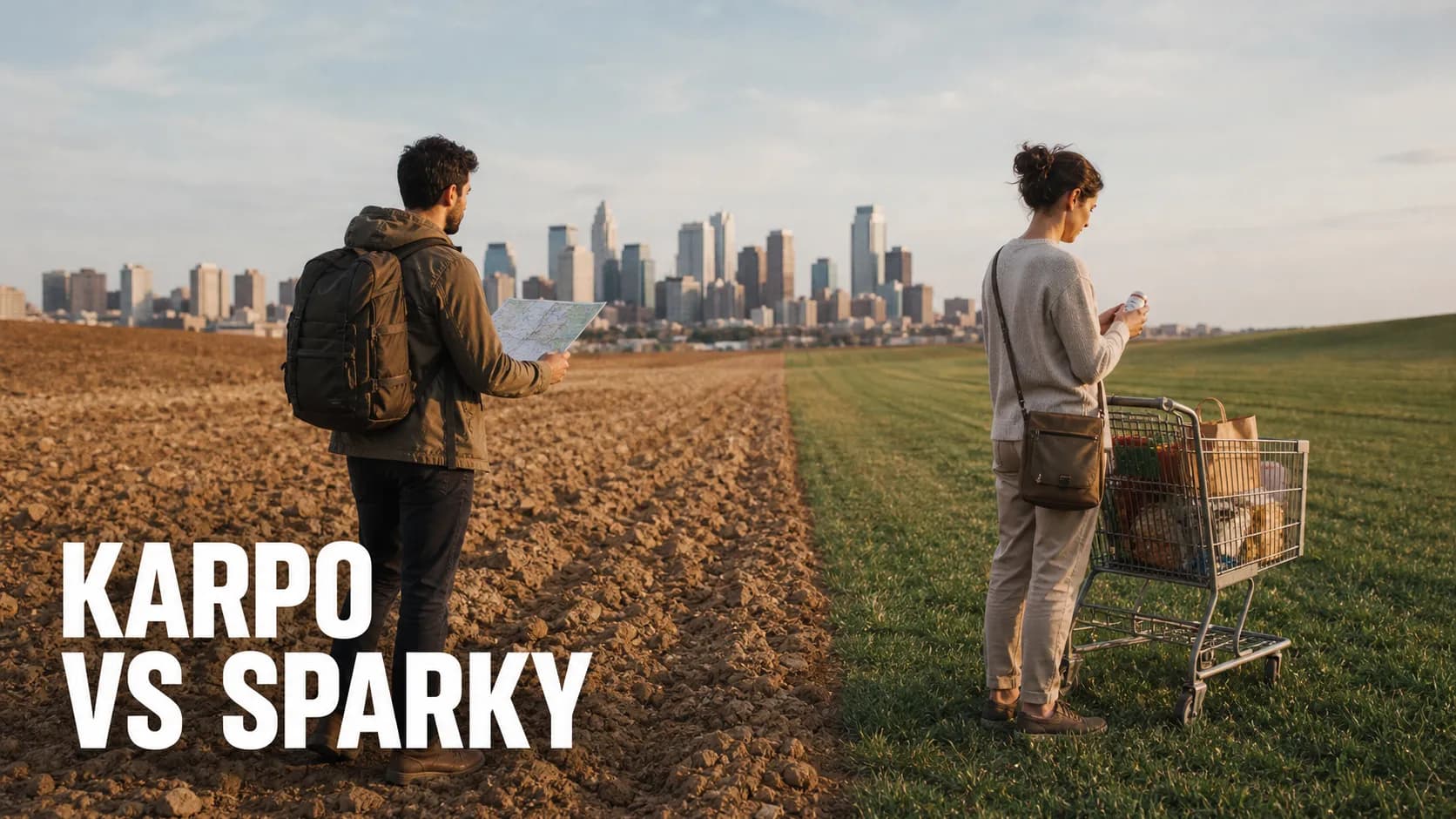 Karpo versus Sparky in a photorealistic editorial comparison.
