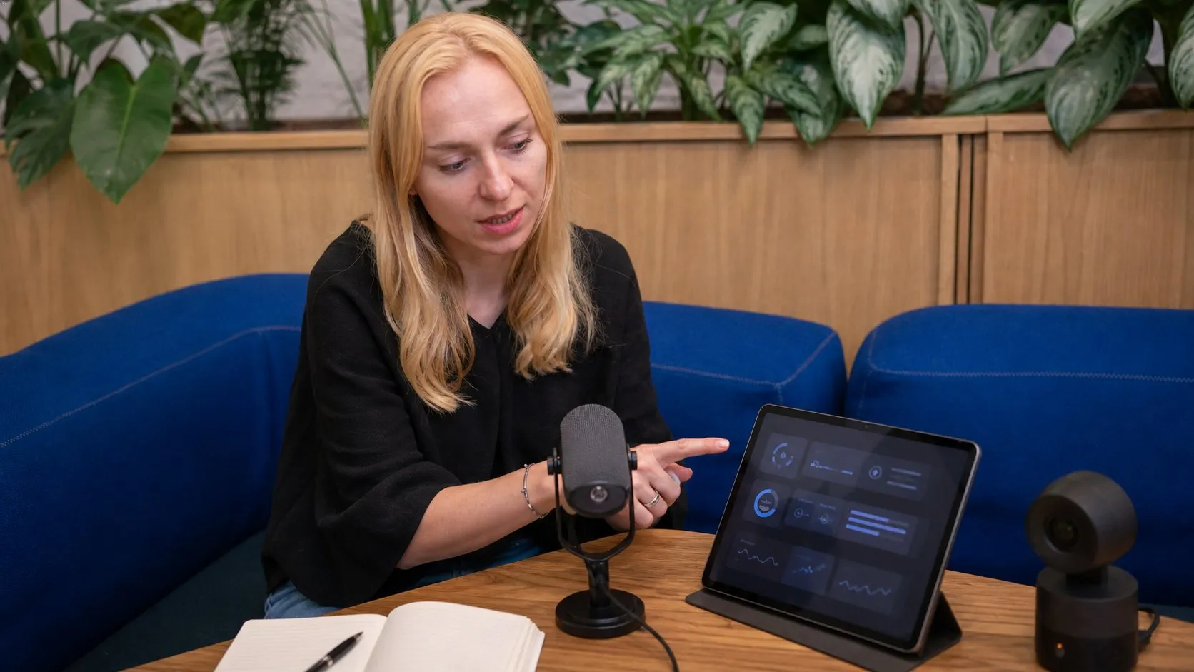 A photorealistic AI meeting assistant work moment showing where Supernormal fits before a city decision