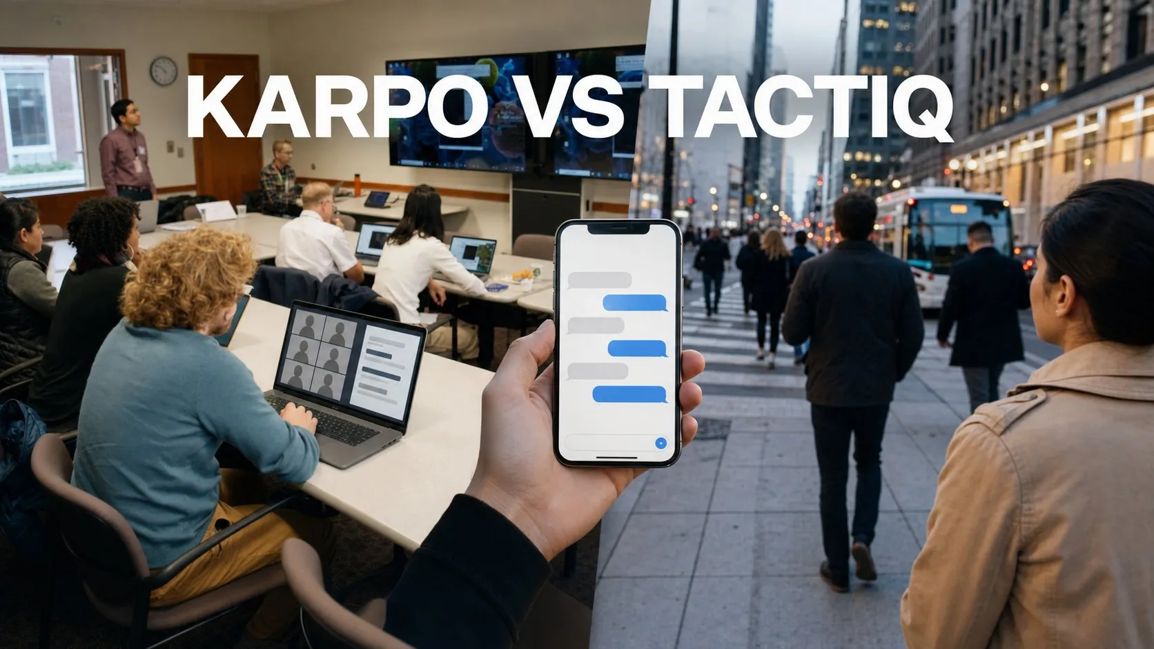 Photorealistic Karpo versus Tactiq comparison using a split environment composition