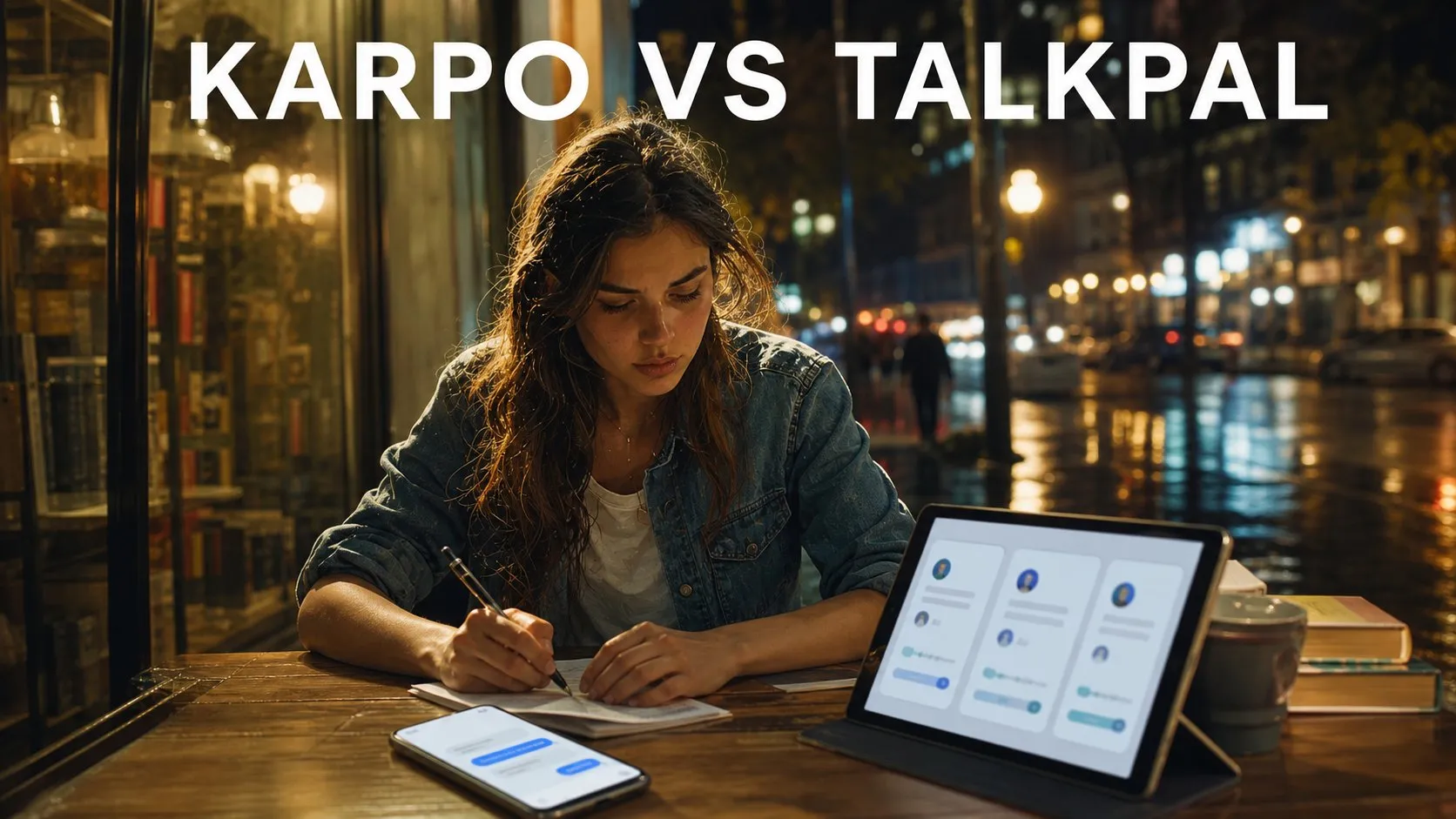 Photorealistic Karpo versus TalkPal comparison using a night exterior composition