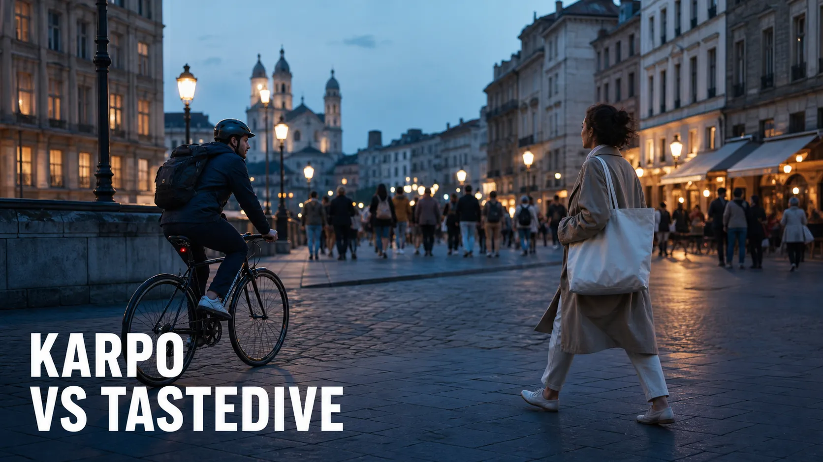 Karpo versus TasteDive in a photorealistic editorial comparison.
