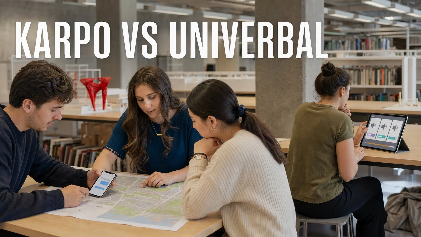 Photorealistic Karpo versus Univerbal comparison using a public space wide composition