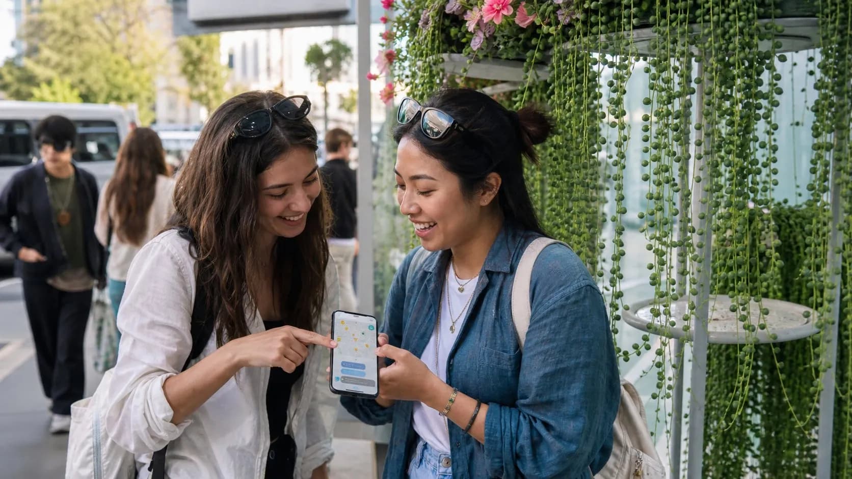 A real city moment showing Karpo helping someone act after using VEED AI