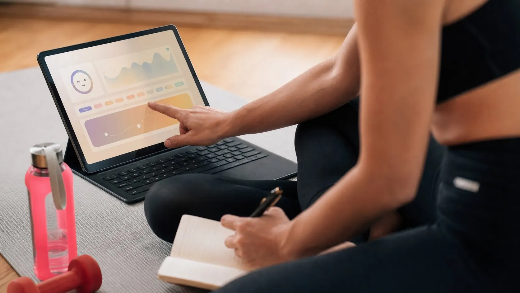 A photorealistic AI mental health assistant work moment showing where Youper fits before a city decision