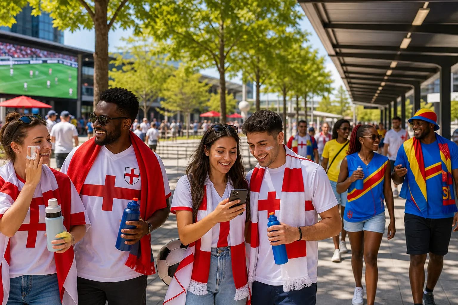 Atlanta fans checking a post-watch-party route after the match