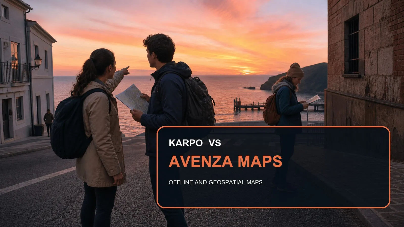 Karpo versus Avenza Maps in a photorealistic editorial comparison.