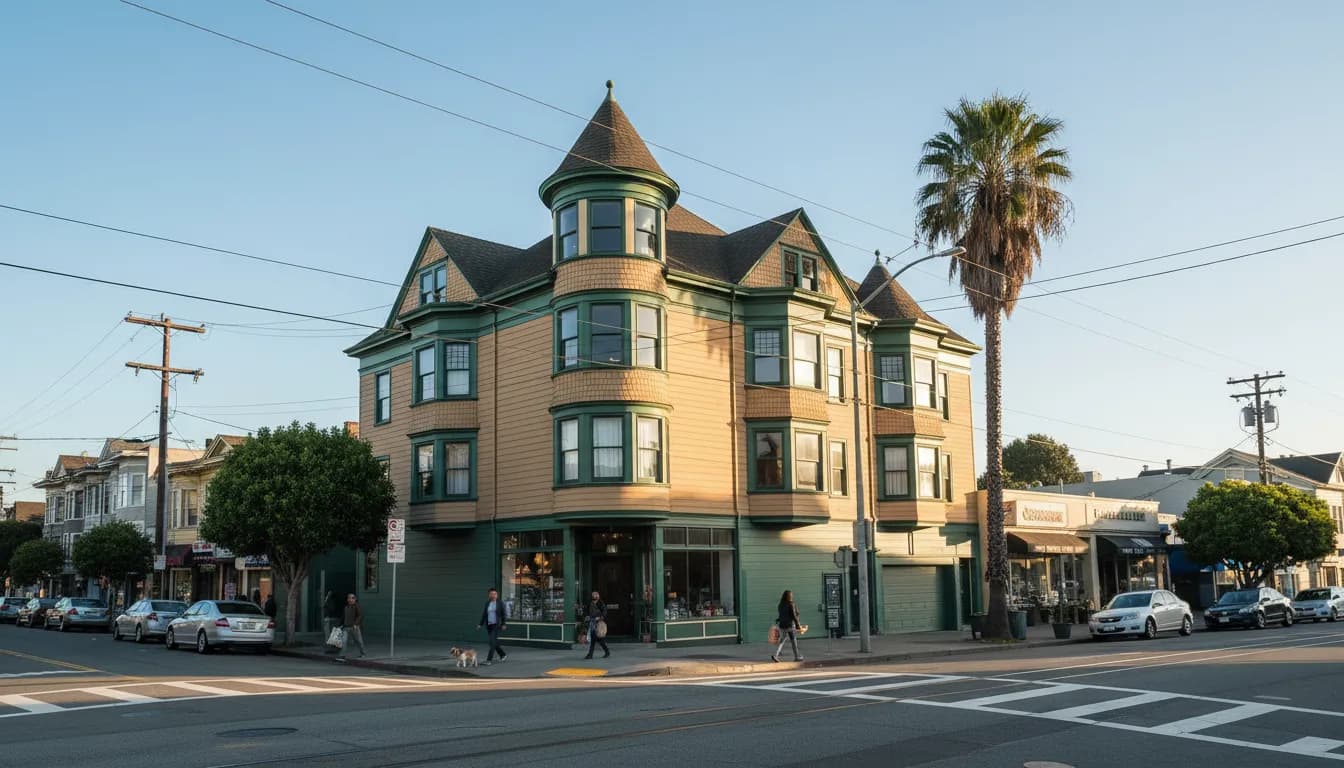 Practical city scene for Navigating San Francisco's 'The End of Oak Street': A Neighborhood Guide