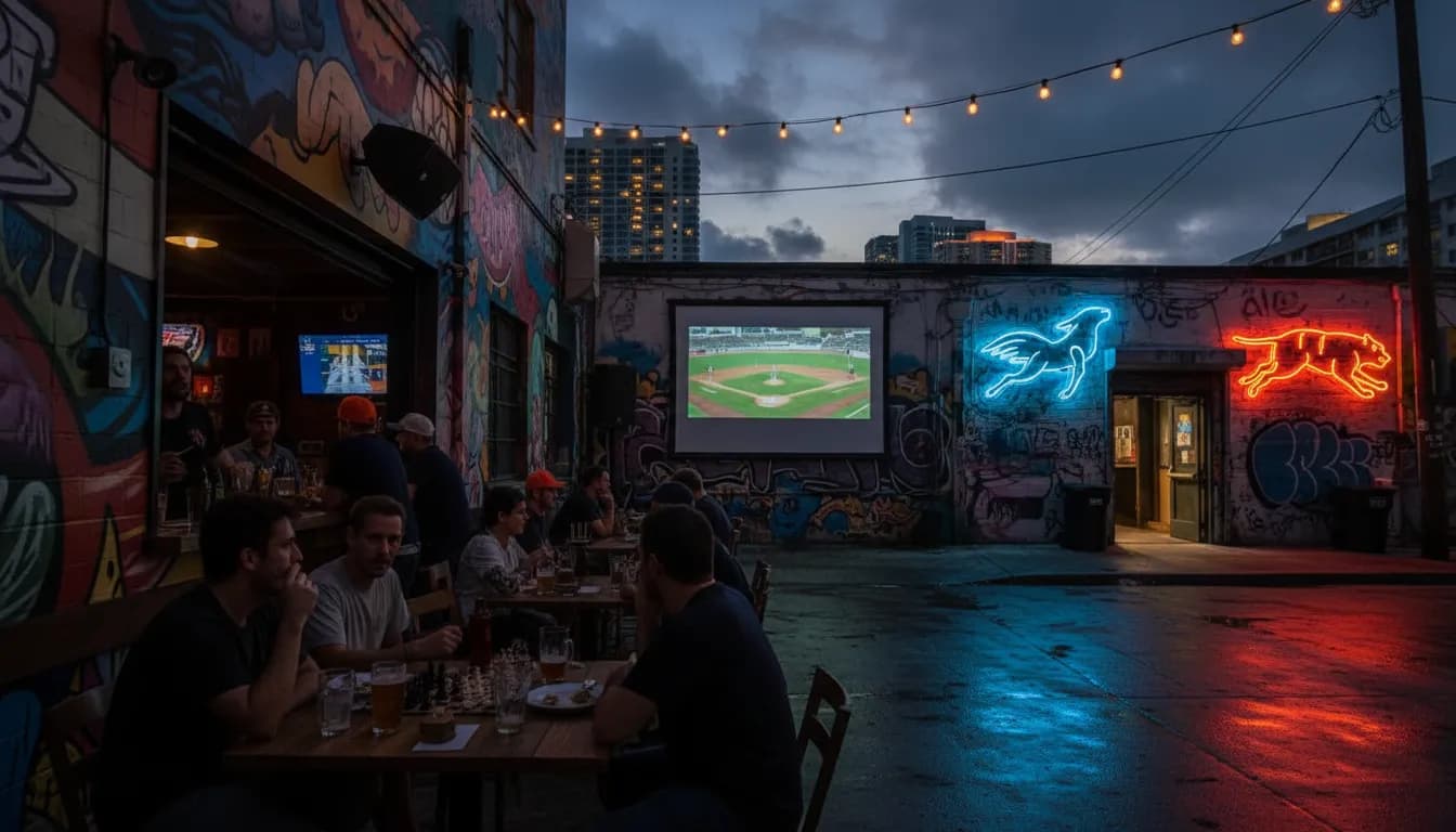 Miami's Hidden Gems & Odd Finds: Guardians vs Tigers Edition — photorealistic Miami editorial scene
