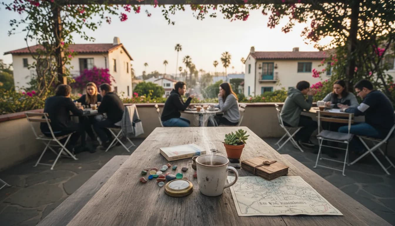 Discovering Los Angeles' Hidden Charms Beyond the '7 Brew App' Buzz — photorealistic Los Angeles editorial scene