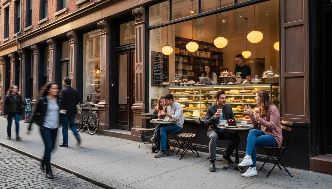 New York City's Sweet Escapes: Pairing Desserts with the 'Phantom Blade Zero' Hype — photorealistic New York City editorial scene