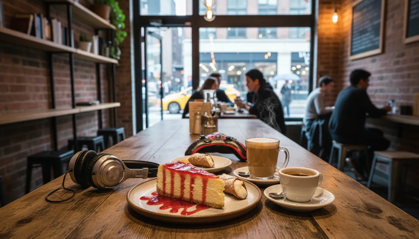 Practical city scene for New York City's Sweet Escapes: Pairing Desserts with the 'Phantom Blade Zero' Hype