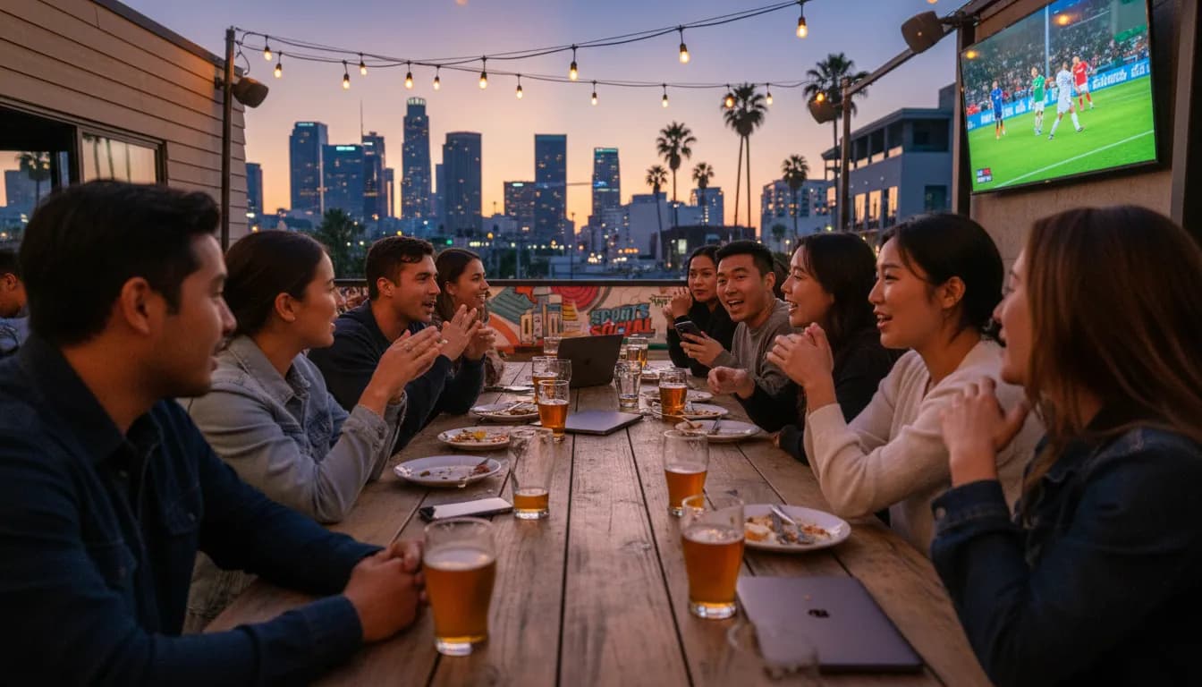 Los Angeles Sports Social: Connecting Over 'Charlotte FC - Pachuca' and More — photorealistic Los Angeles editorial scene