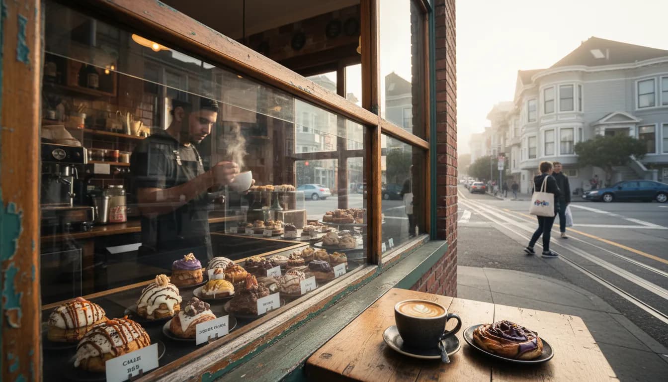 San Francisco's Sweet Treats: 'Alani Voodoo Vanilla' Inspires Local Coffee & Desserts — photorealistic San Francisco editorial scene