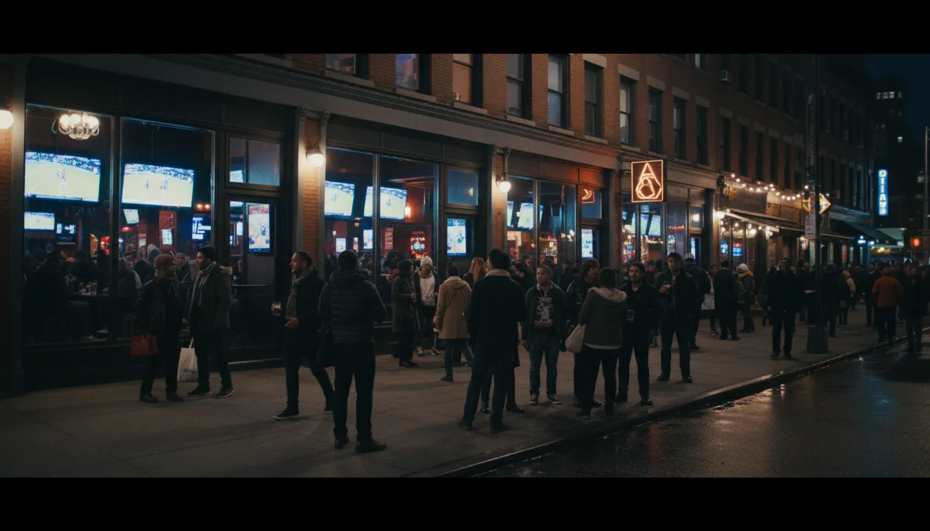 New York City Neighborhoods: Finding the Sports Pulse for 'minnesota vs atlante' Fans — photorealistic New York City editorial scene
