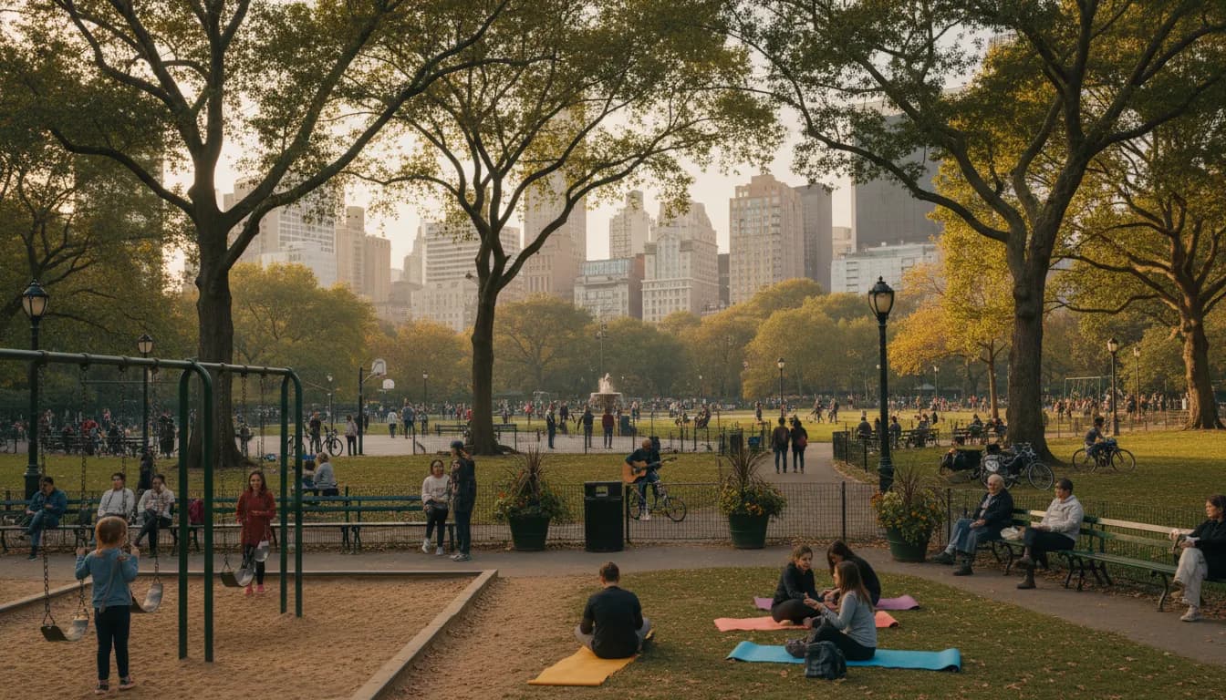 NYC Public Parks and Recreation: Beyond 'Mike Tomlin NFL Future' Discussions — photorealistic New York City editorial scene