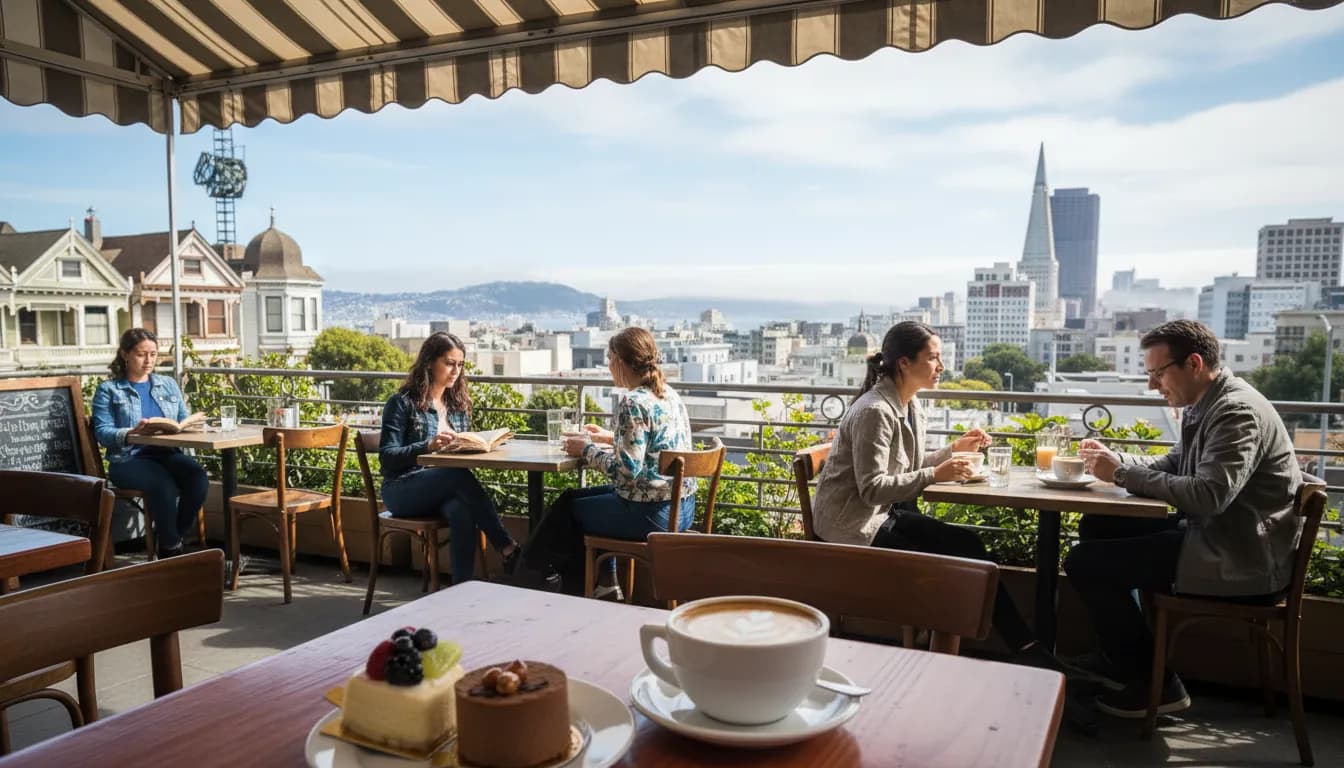 Practical city scene for San Francisco's Cosmic Coffee Breaks: Not 'SpaceX Launch Today' Related