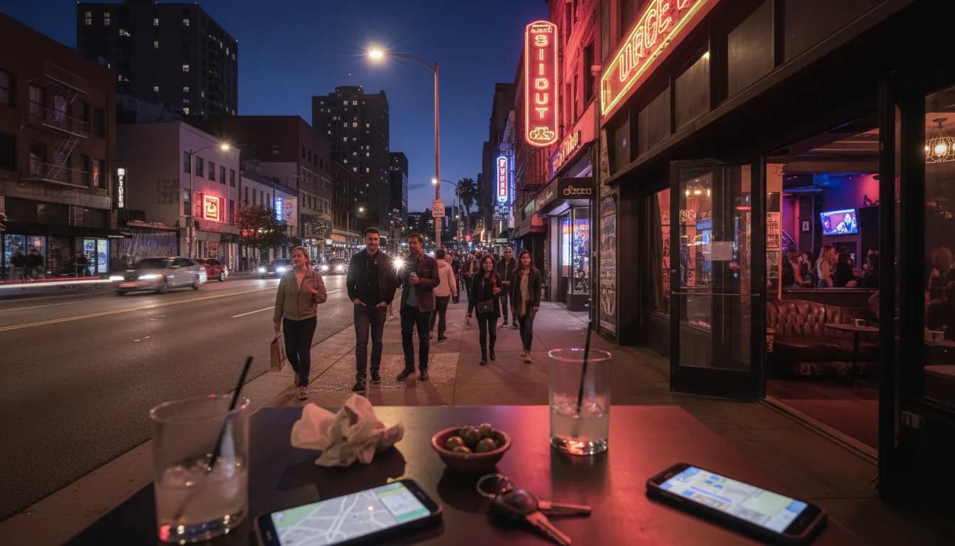 Los Angeles Nights: Bars and Entertainment Beyond the 'Hall of Fame Game' — photorealistic Los Angeles editorial scene