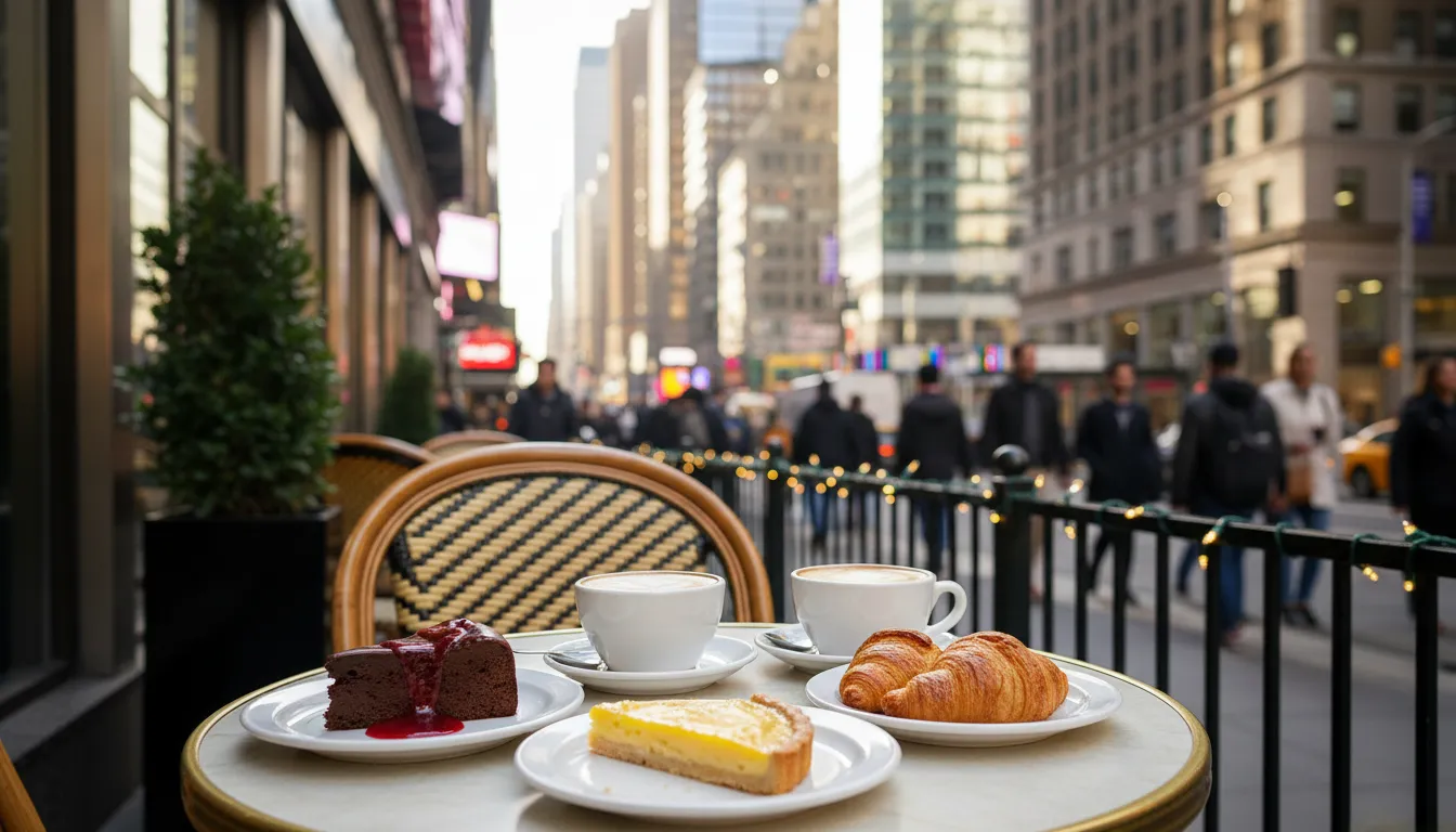 Practical city scene for Experiencing 'the shards show' in NYC: Best Coffee and Dessert Spots
