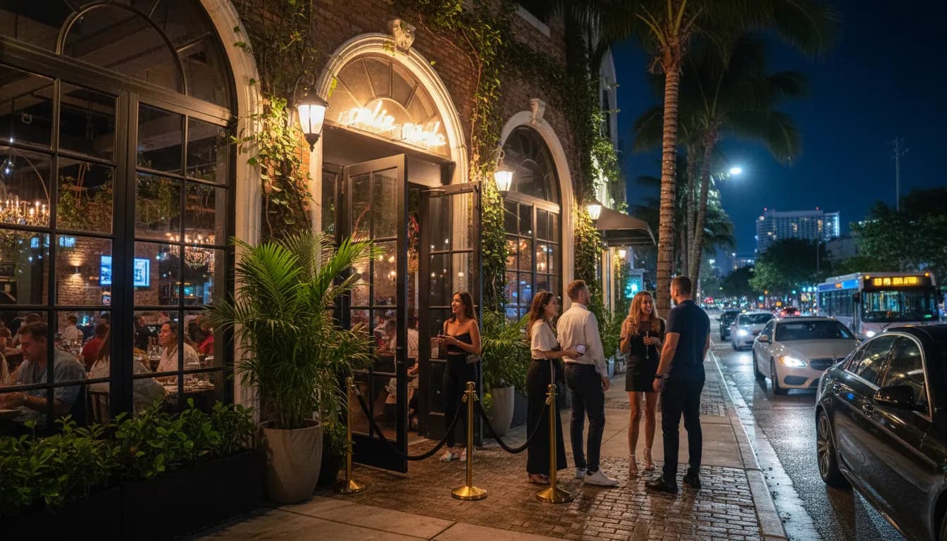 Miami Restaurants: Culinary Adventures Beyond the 'ocarina of time remake' Trend — photorealistic Miami editorial scene