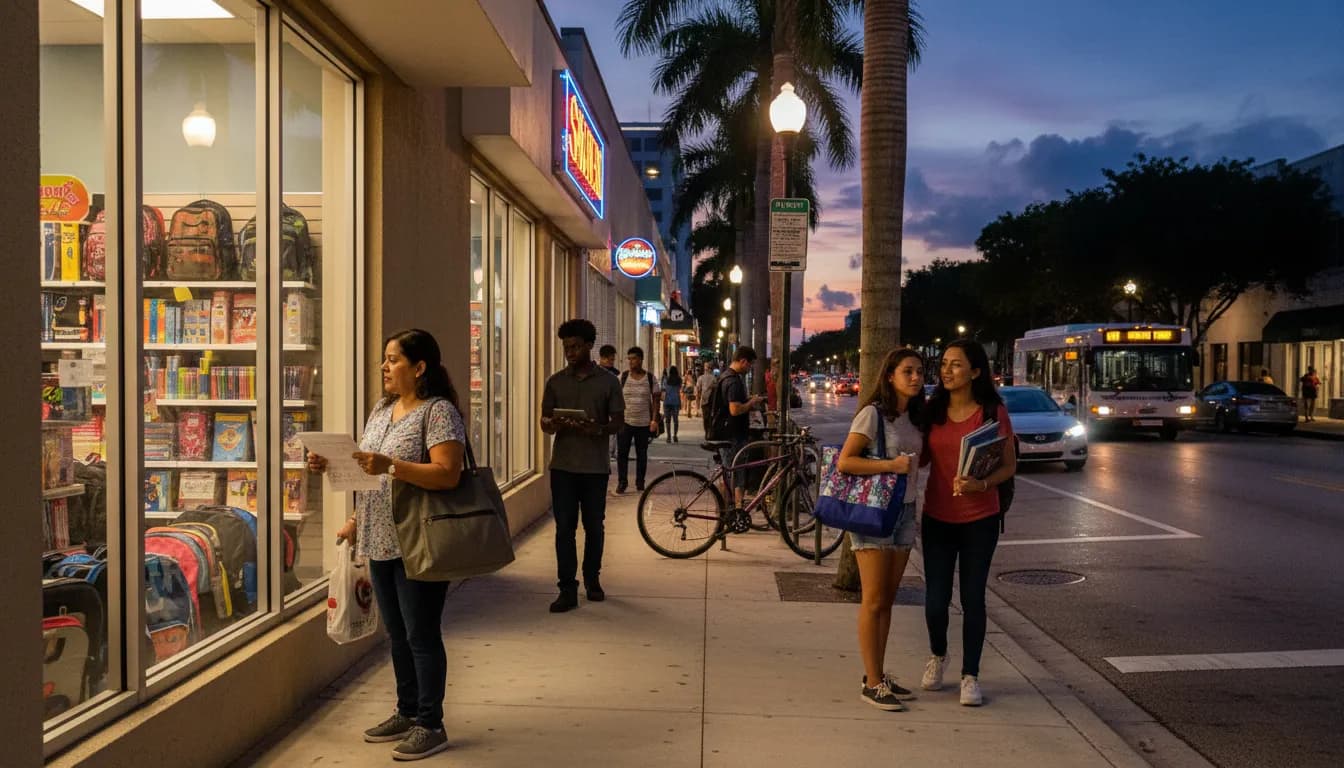 Miami Back To School Prep: Beyond the 'giants game' Hype — photorealistic Miami editorial scene