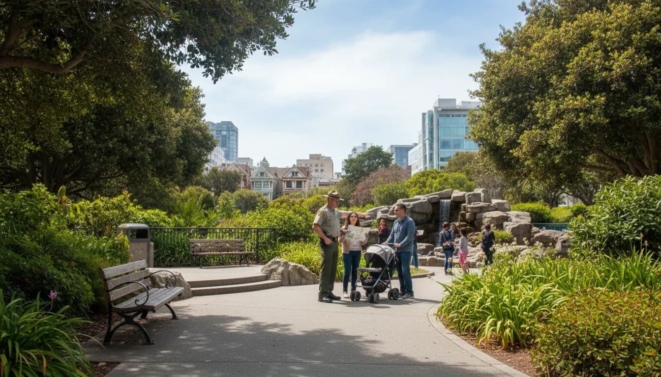 Rangers Buzz: Free San Francisco Parks for a Reset — photorealistic San Francisco editorial scene