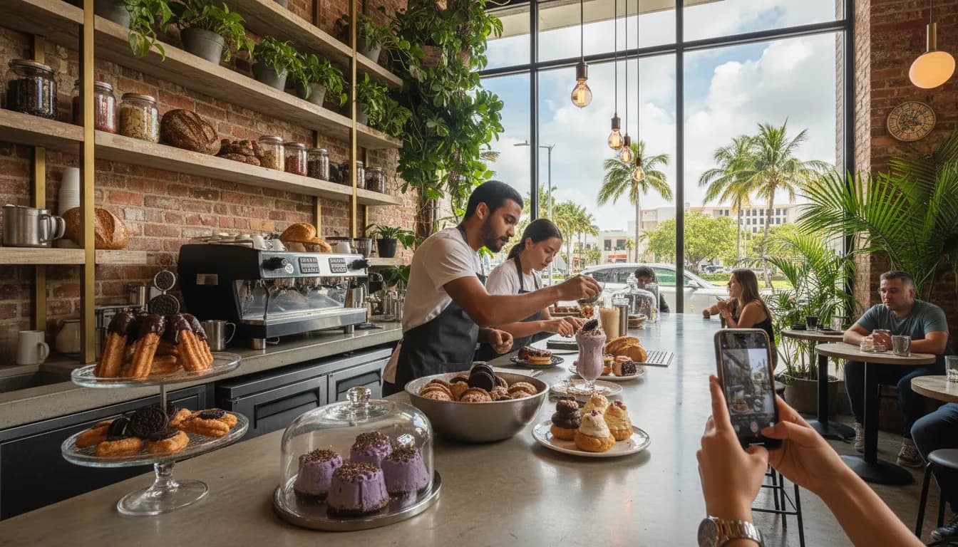 Miami's Sweetest Spots: Creative Oreo Desserts and Culinary Innovations — photorealistic Miami editorial scene
