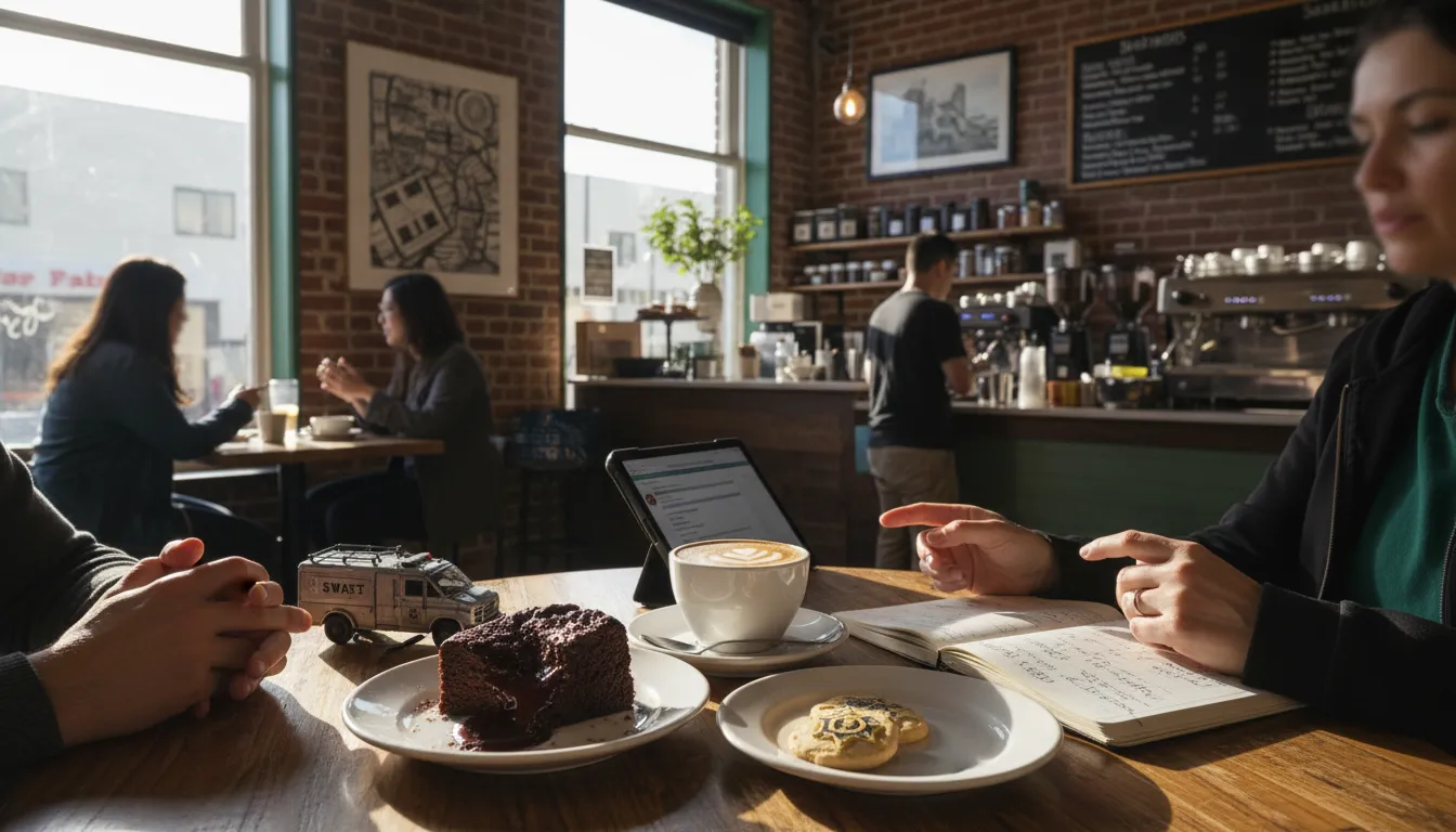 San Francisco Coffee & Dessert Spots Inspired by 'SWAT Exiles Season 2' Themes — photorealistic San Francisco editorial scene