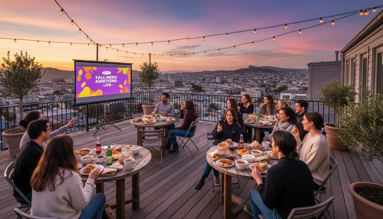 San Francisco Watch Parties for 'Panera Fall Menu Additions' Enthusiasts — photorealistic San Francisco editorial scene
