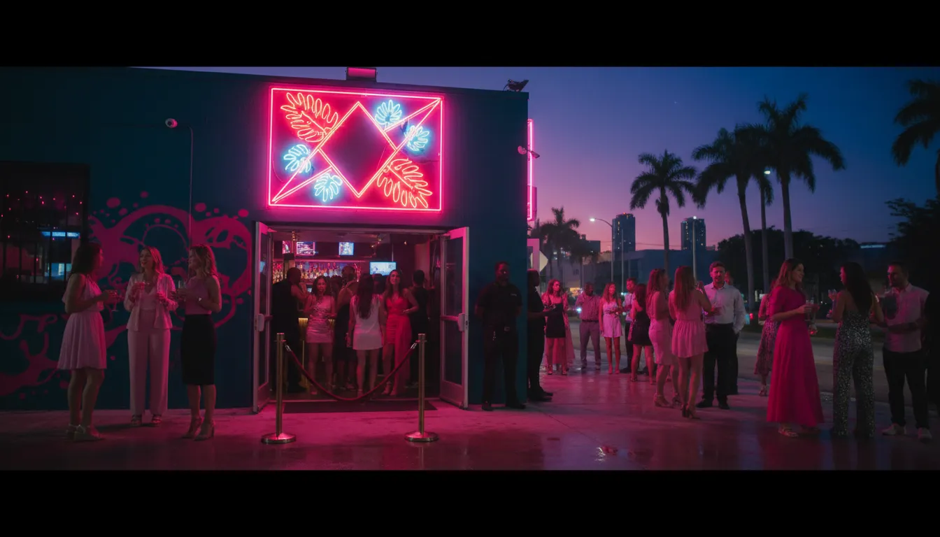 Miami After Dark: Finding the Best Pink-Themed Bars & Vibrant Nightlife Spots — photorealistic Miami editorial scene