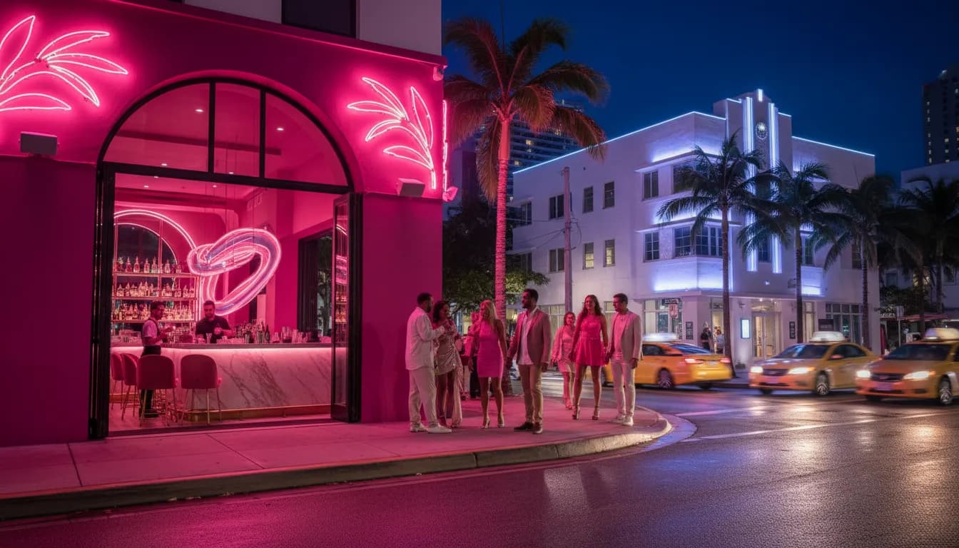 Practical city scene for Miami After Dark: Finding the Best Pink-Themed Bars & Vibrant Nightlife Spots