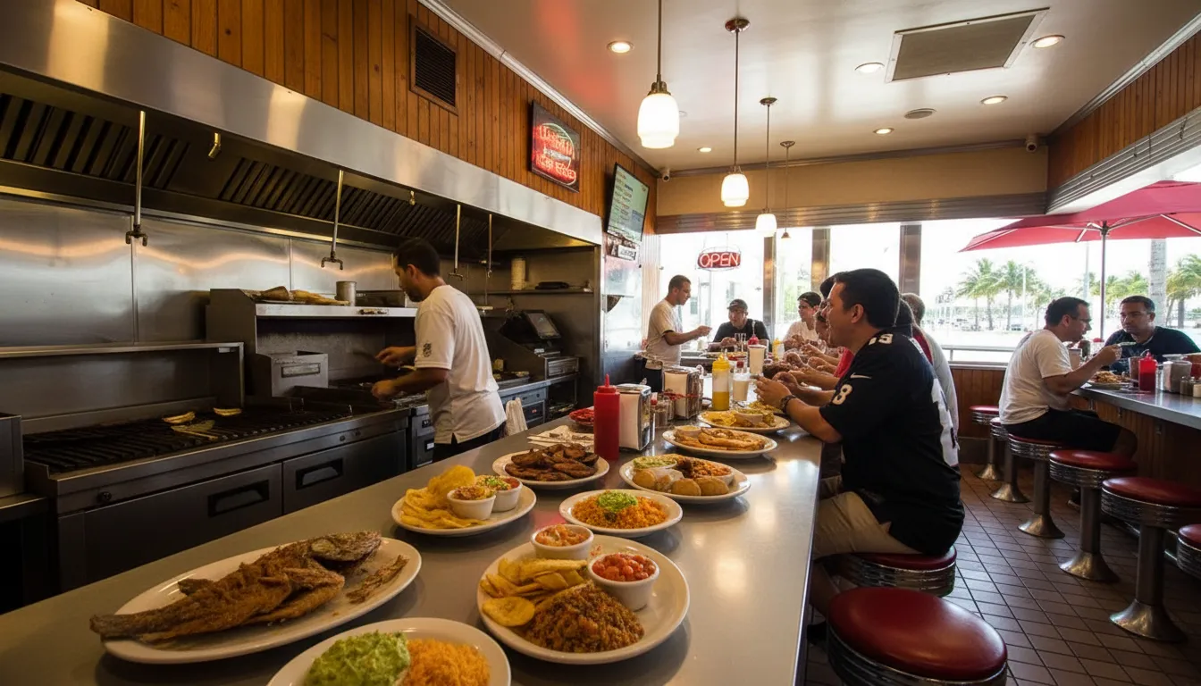 Miami's Top Restaurants for a Taste of Local Flavor, Inspired by Drew Brees' Legacy — photorealistic Miami editorial scene