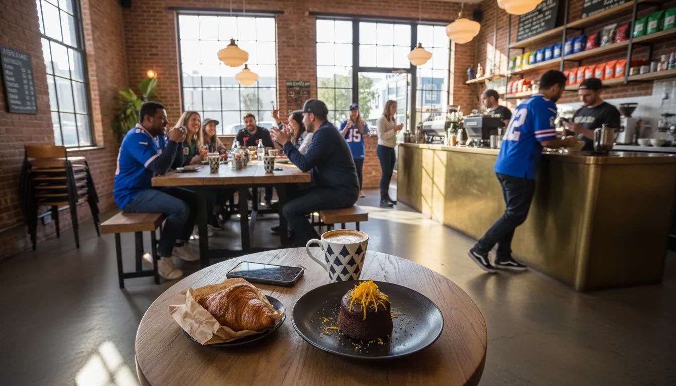 Coffee & Dessert Spots Inspired by Stefon Diggs' Dynamic Style in San Francisco — photorealistic San Francisco editorial scene