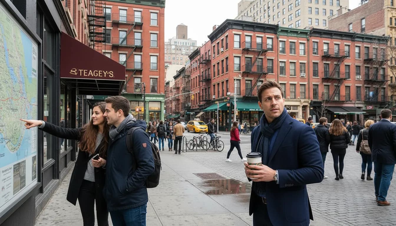 New York City Neighborhood Guides: Navigating the Urban Landscape Like Jose Mourinho — photorealistic New York City editorial scene